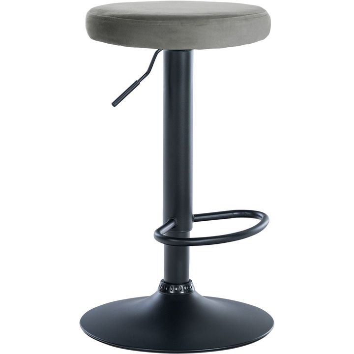 Scaun de bar Ponte din catifea neagra gri