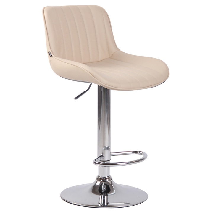 Scaun de bar Lentini, piele ecologica, crom crema