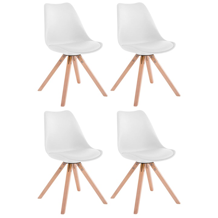 Set de 4 scaune Toulouse din piele ecologica Natura Square alb