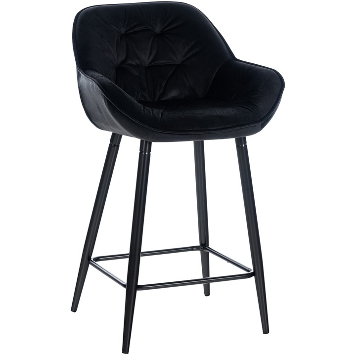 Scaun de bar Gibson din catifea negru