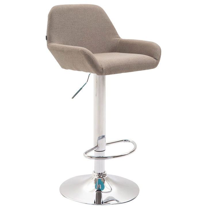 Scaun de bar Braga, crom, material textil gri-maro