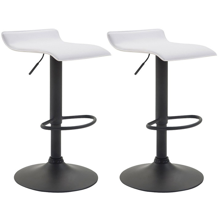 Set de 2 scaune de bar Dyn V2 din piele ecologica neagra alb
