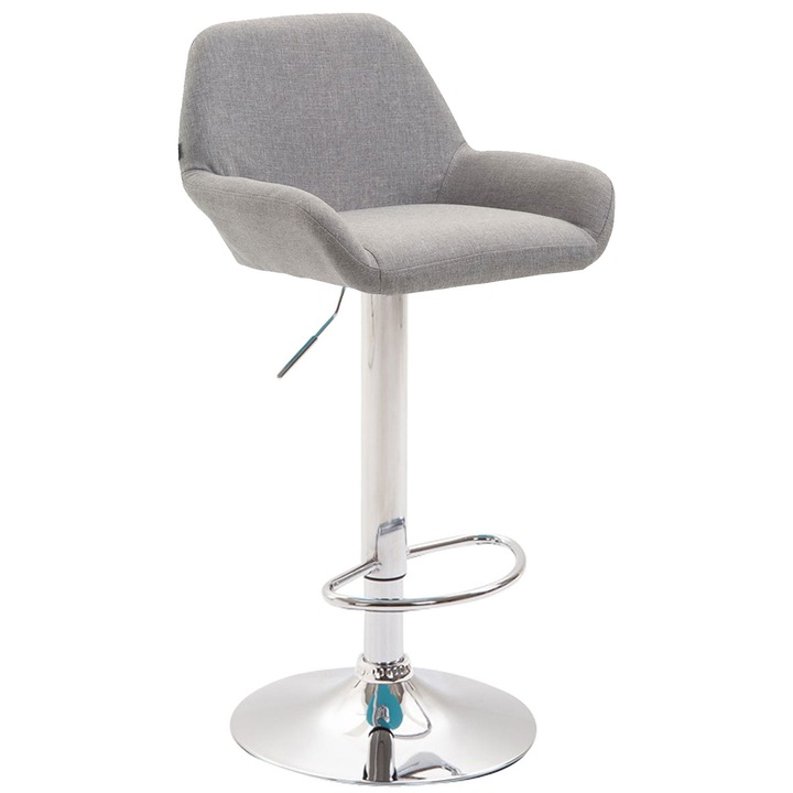 Scaun de bar Braga, crom, material textil gri