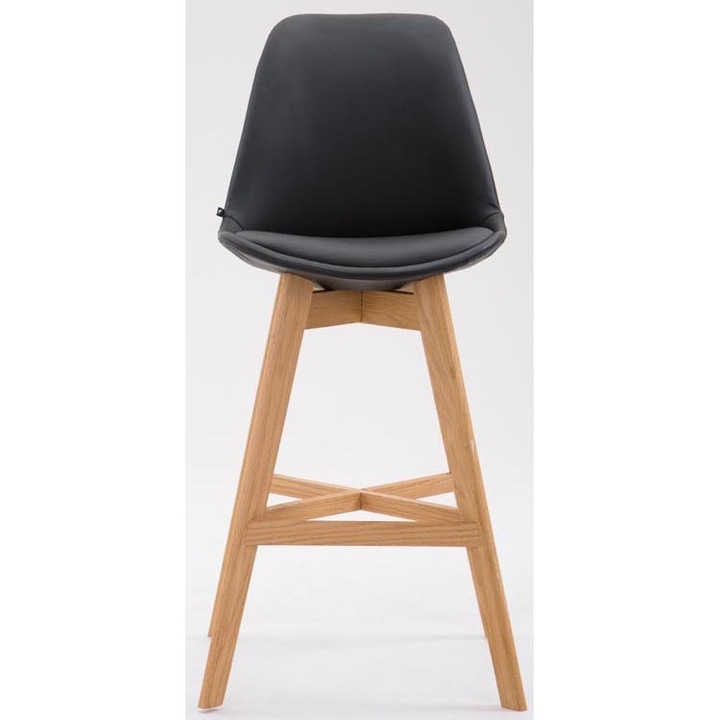 Set de 2 scaune de bar Cannes din piele ecologica Natura negru