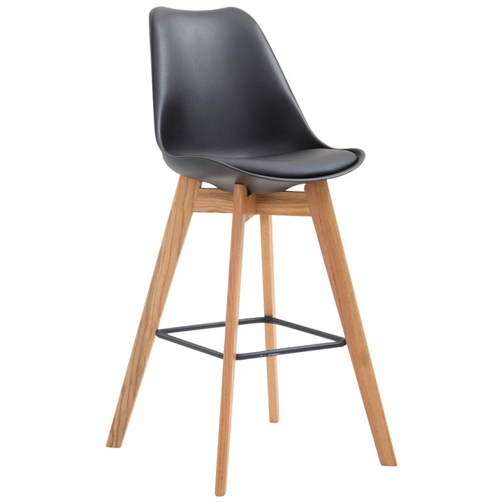 Set de 2 scaune de bar Metz plastic natural negru