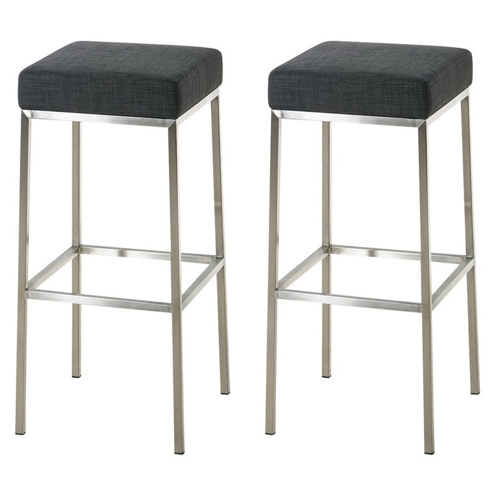 Set de 2 scaune de bar Montreal 80 din otel inoxidabil gri inchis