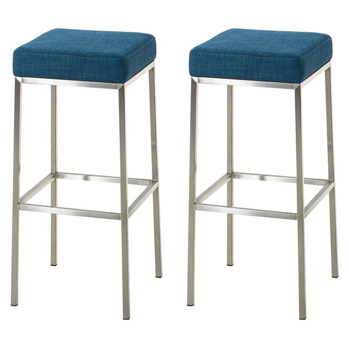 Set de 2 scaune de bar Montreal 80 din otel inoxidabil albastru