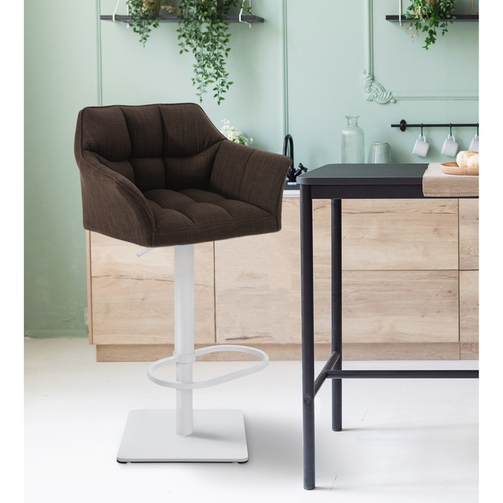 Scaun de bar Damaso W din material textil maro