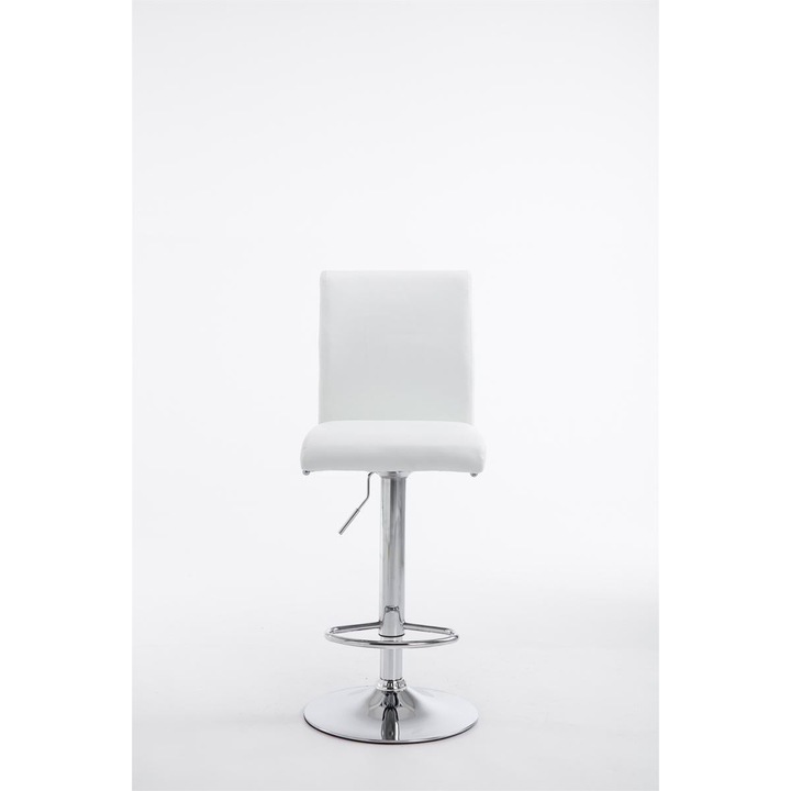 Set de 2 scaune de bar din piele ecologica Cologne, cromate alb