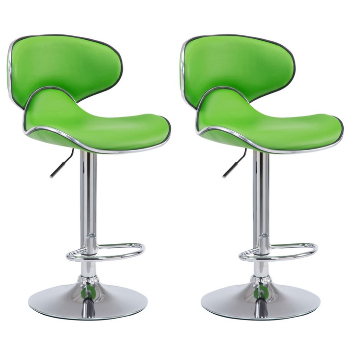 Set de 2 scaune de bar Las Vegas V2 din piele ecologica cromata verde