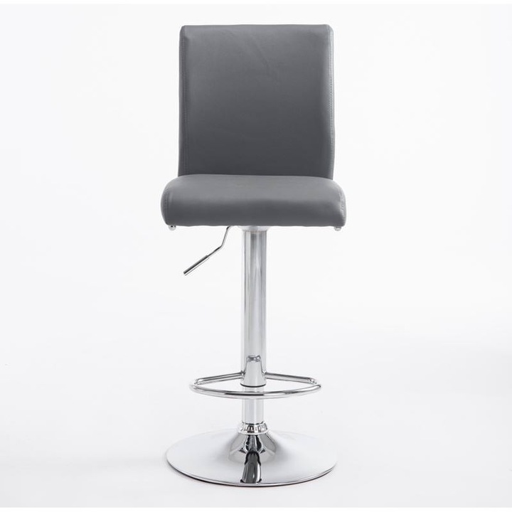 Set de 2 scaune de bar din piele ecologica Cologne, cromate gri