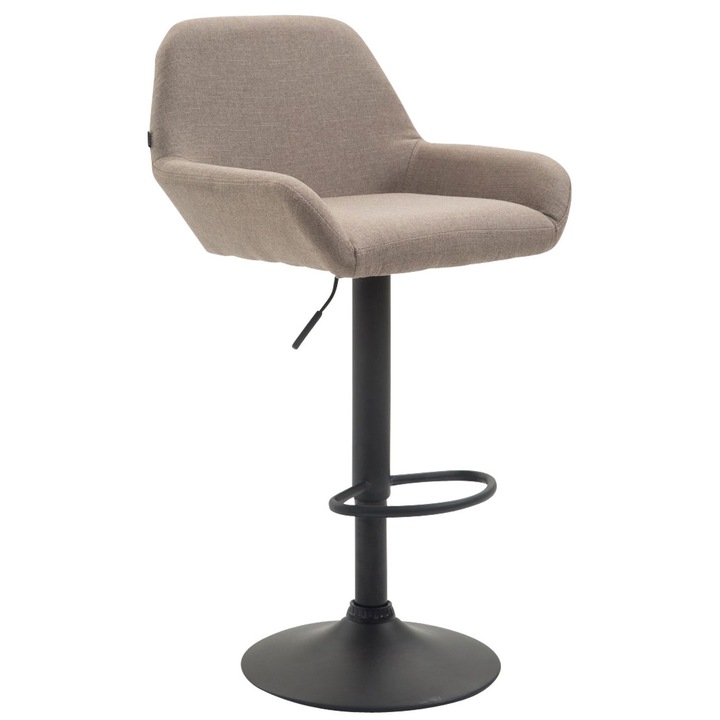 Scaun de bar LMN Braga, material textil gri-maro, reglabil pe înălțime, rotativ 360, 89-109cm