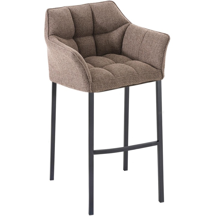 Scaun de bar Damaso B din material textil cu cadru cu 4 picioare maro terasa