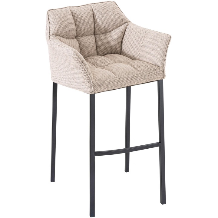 Scaun de bar Damaso B din material textil cu cadru cu 4 picioare fildes