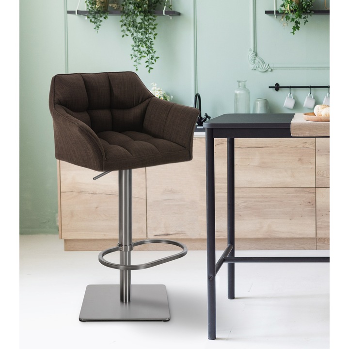 Scaun de bar Damaso E din material textil maro