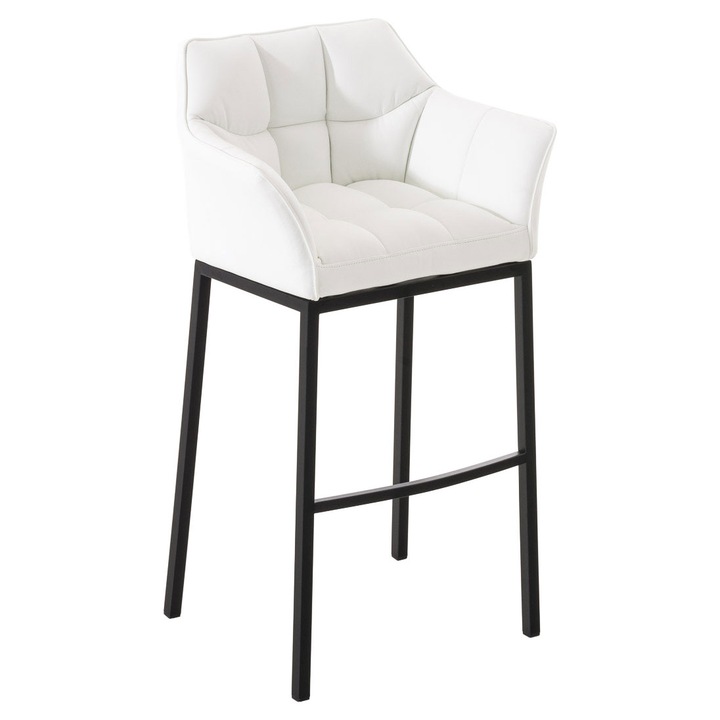 Scaun de bar Damaso B cu cadru cu 4 picioare alb