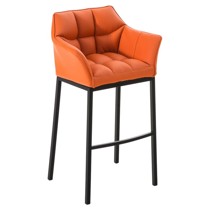 Scaun de bar Damaso B cu cadru cu 4 picioare portocale