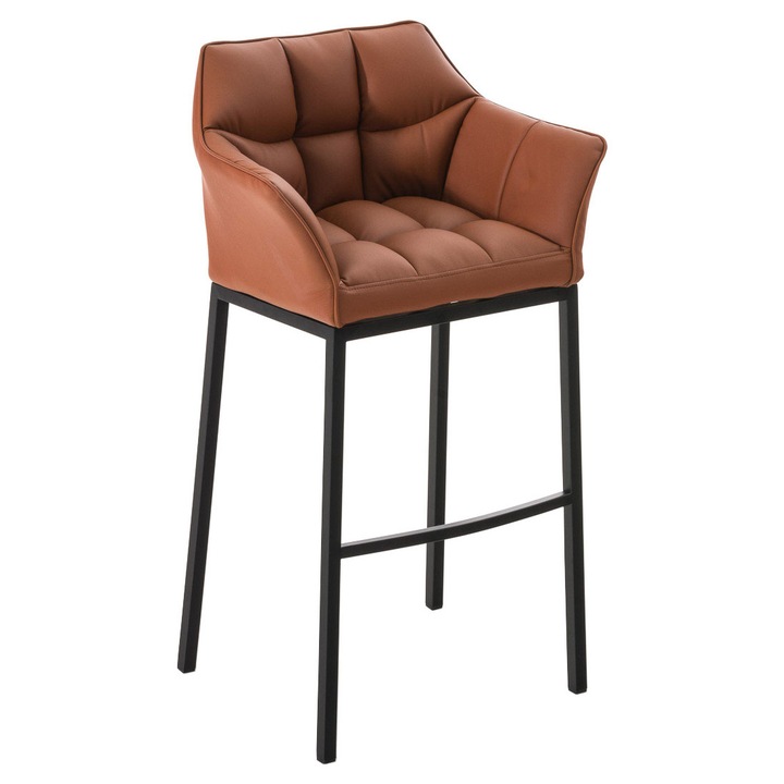 Scaun de bar Damaso B cu cadru cu 4 picioare maro deschis