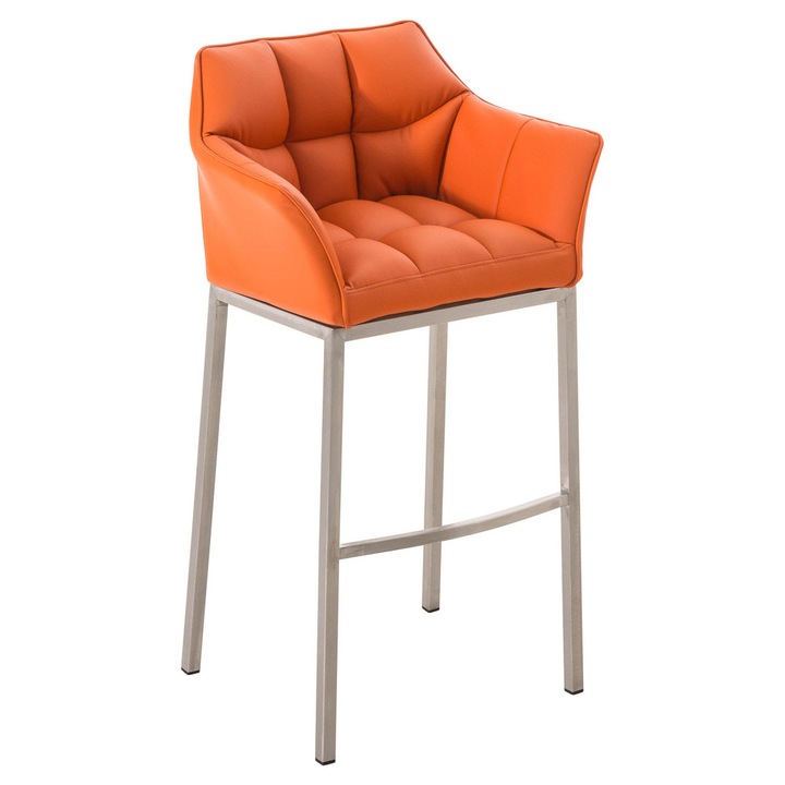 Scaun de bar Damaso E cu cadru cu 4 picioare portocale
