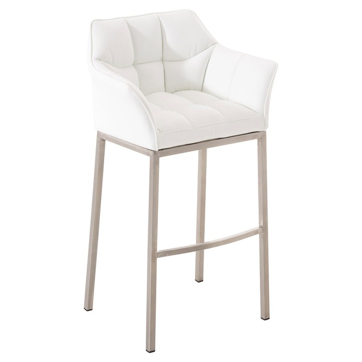 Scaun de bar Damaso E cu cadru cu 4 picioare alb