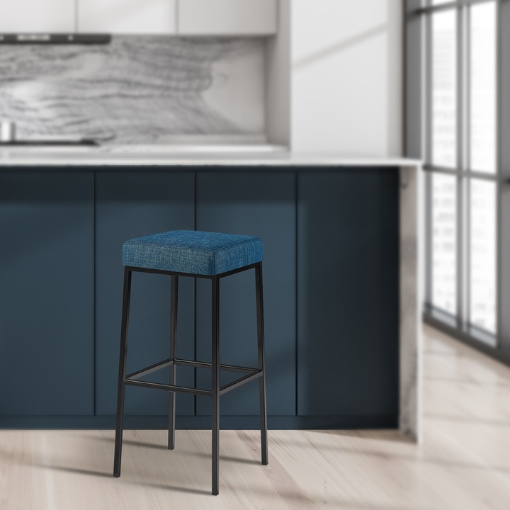 Scaun de bar Montreal B80 din material textil albastru