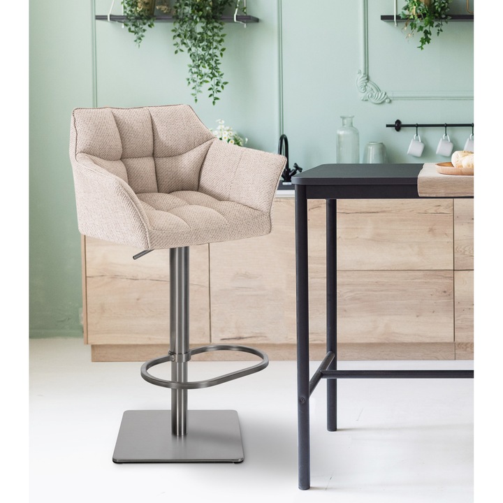 Scaun de bar Damaso E din material textil fildes