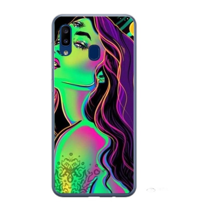 Husa personalizata HQ Print si Folie de Silicon pentru Samsung Galaxy A40, Colorful Girl, S1D1M0249, Atlas