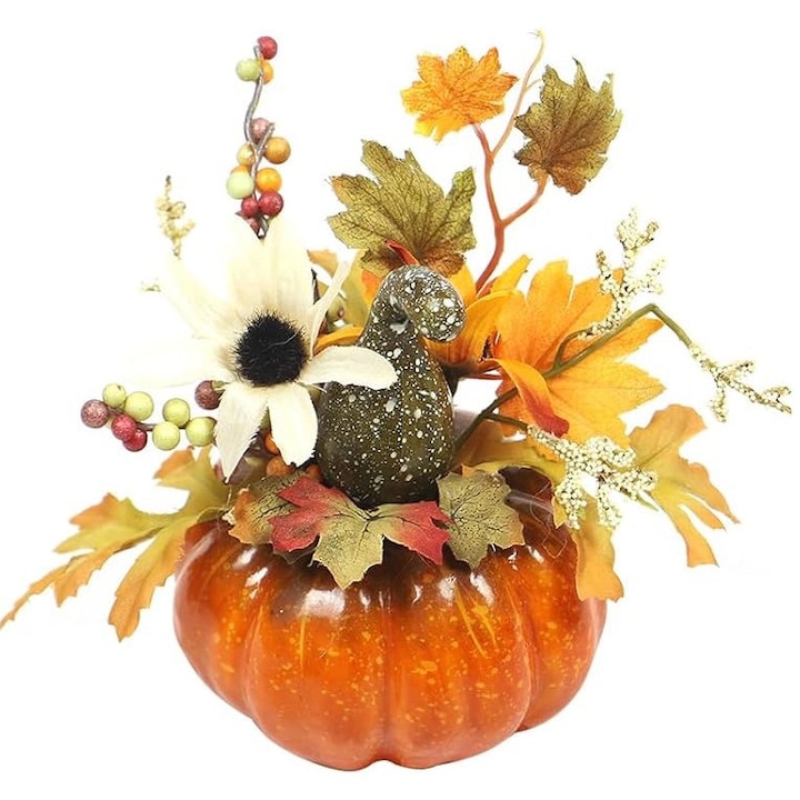 Őszi Tök Dekoráció, Halloween, Műnövények, 15 x 9 cm