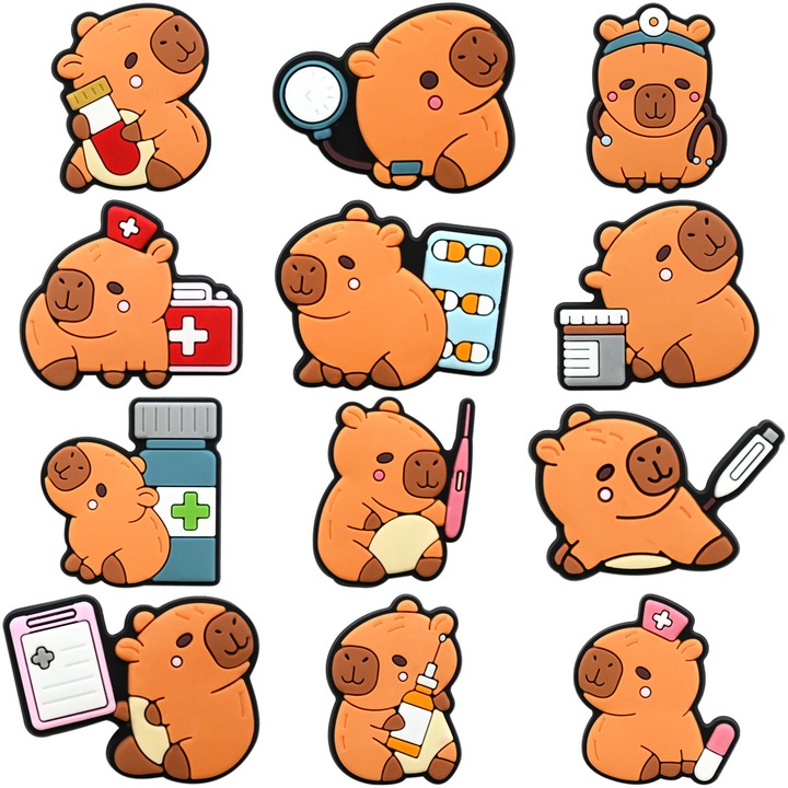 Комплект от 24 броя аксесоари за Crocs сабо, модел капибара доктор