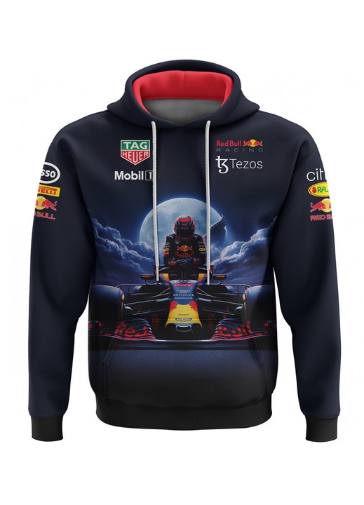 Мъжки суитшърт Макс Верстапен F1 1.8.7, с качулка, многоцветен