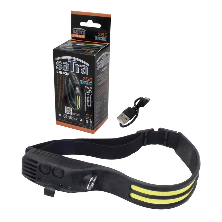 Fejlámpa, Satra, cob led, mozgásérzékelővel, 3-5 W, 350 lumen