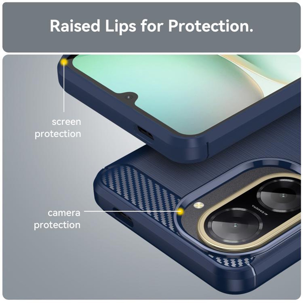 Husa pentru Xiaomi Redmi A5 4G (Standard), SKYDDAR INNOVATION, Carbon Silicone, din Silicon Slim, cu textura Fibra Carbon, set cu sticker, Albastru