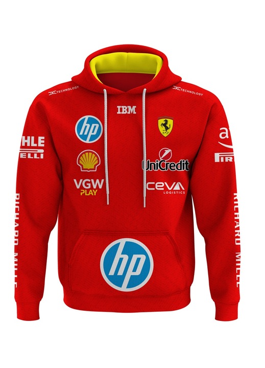 Мъжки суитшърт Шарл Льоклер Ферари F1 2.1.1, с качулка, многоцветен