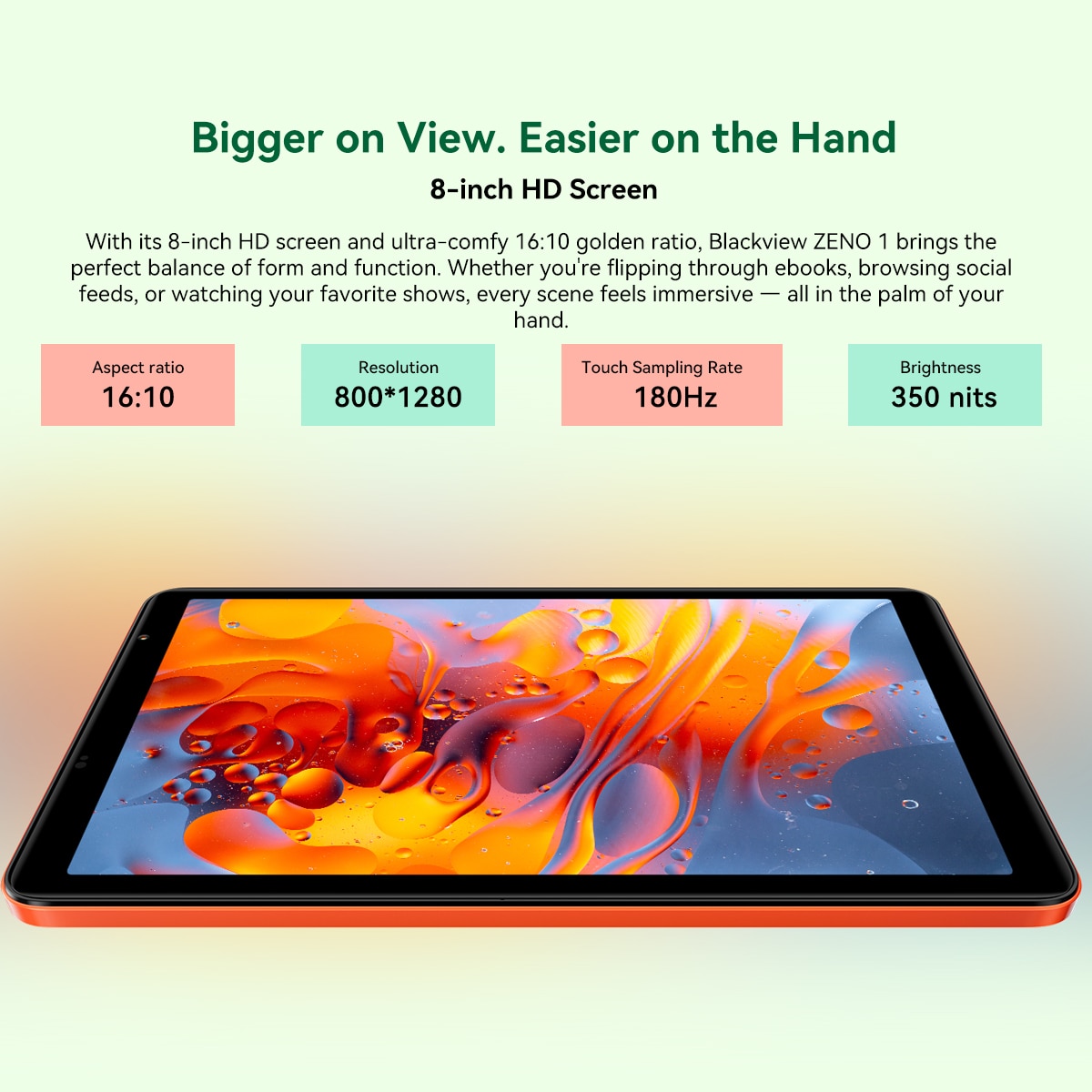 Tableta Blackview ZENO 1, Android 15,6000mAh,12GB +64 GB ROM, Tablete de 8" cu Dual SIM 4G LTE si WiFi 5G, Ecran HD 90Hz, Widevine L1, verde