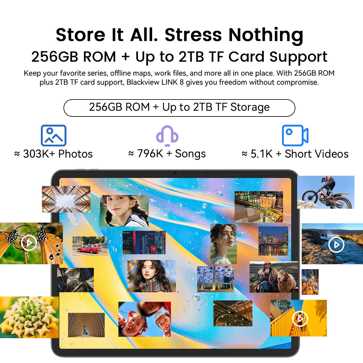 Tableta Blackview LINK 8, 12.7" 2K Ecran, 90Hz, Gemini Ai Android 15, 18GB+256GB(TF 2TB), MediaTek Helio G100, 8400mAh, 16MP+13MP, PC Mode 2.0, BT 5.0/GPS/Face ID, Accesorii (Mouse/Tastatura/Carcasa protectie/Protectie ecran/Stylus/Casti), Albastru