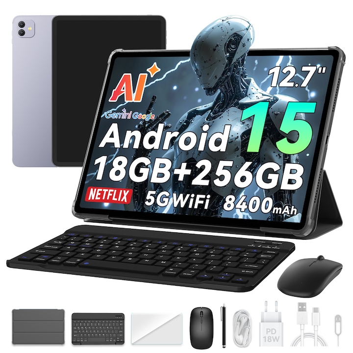 Tableta Blackview LINK8, Android 15,18+256GB ROM,16MP,8400MAH,12.7'',90HZ, 5Gwifi, GPS, tastatura, Stylussimouse, widevine L1, Violet