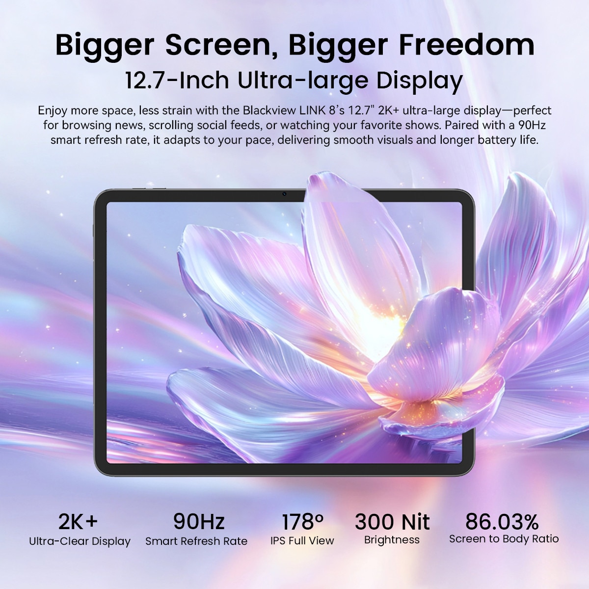Tableta Blackview LINK 8, 12.7" 2K Ecran, 90Hz, Gemini Ai Android 15, 18GB+256GB(TF 2TB), MediaTek Helio G100, 8400mAh, 16MP+13MP, PC Mode 2.0, BT 5.0/GPS/Face ID, Accesorii (Mouse/Tastatura/Carcasa protectie/Protectie ecran/Stylus/Casti), Albastru