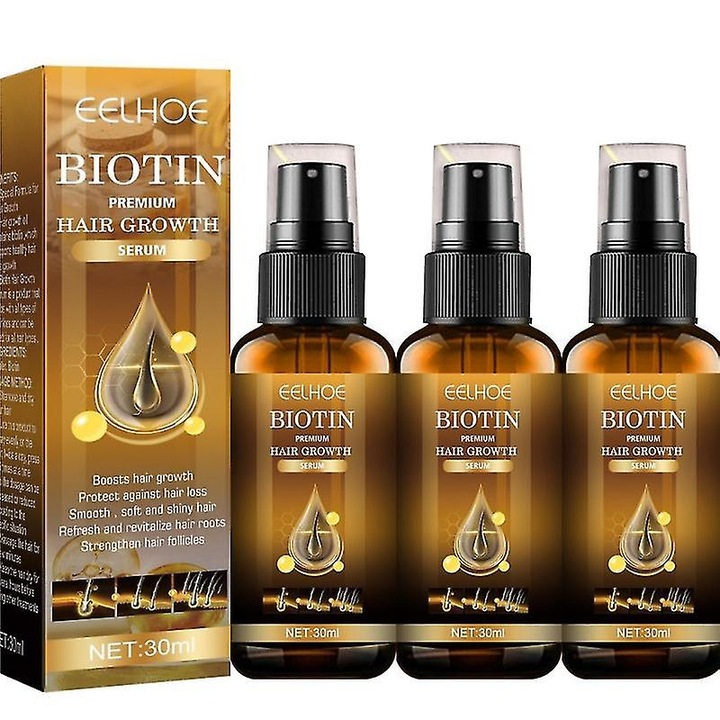 Spray pentru Cresterea Parului, EELHOE, Tratamente si Masca de Par, 3x Biotin, Prevenire Pierdere Par, 150ml