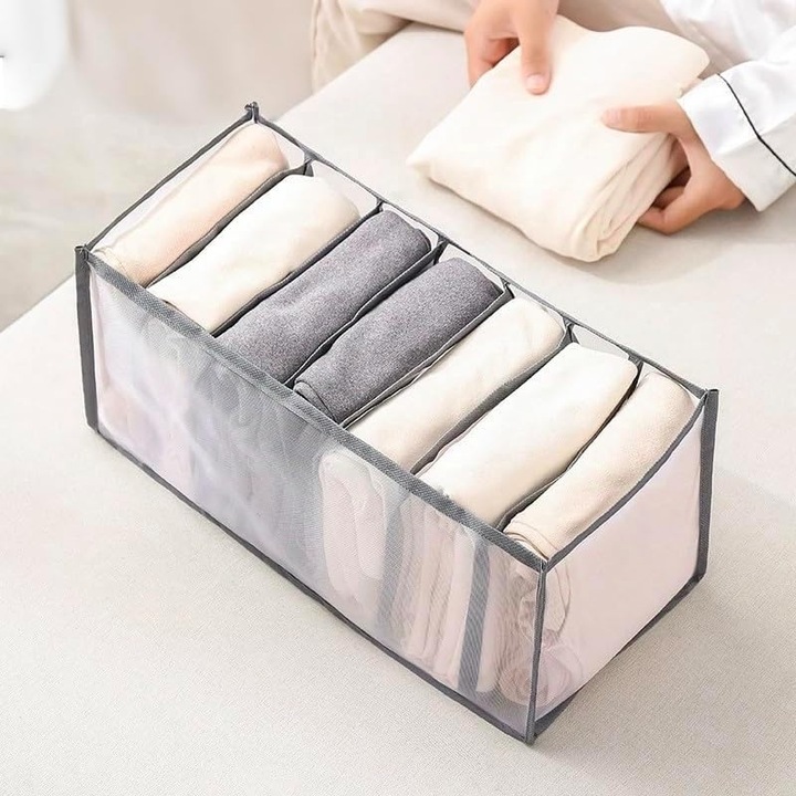 Cutie de Depozitare Sosete si Lenjerie, Organizator Sertar cu Compartimente, Cos Textil pentru Dulap si Garderoba, Cutie pentru Depozitare Haine