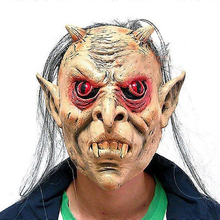 Masca de Halloween, design ochi rosii, par gri, 80g