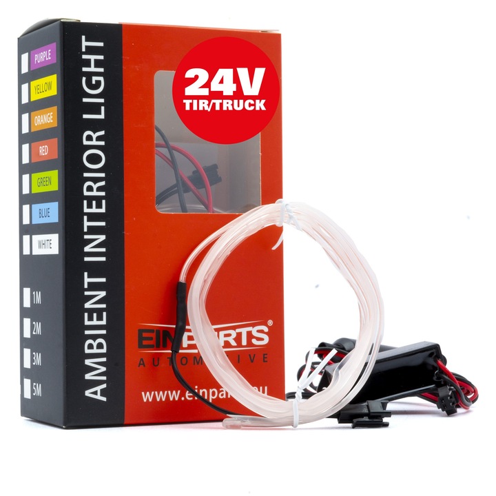 Banda LED Ambient Light 24V Einparts Automotive, alb, 1M, montaj simplu