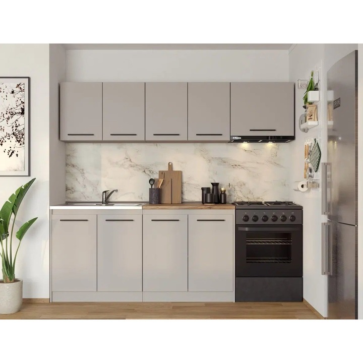 Set Mobila Bucatarie, Linea 220cm, Casmir, C04, Pal Melaminat