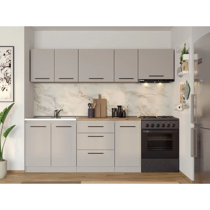 Set Mobila Bucatarie, Linea 240cm, Casmir, C07, Pal Melaminat