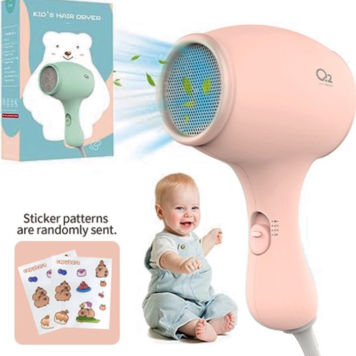 Сешоар за деца, aorisse, 550W, 3 скорости, розов цвят, ергономичен дизайн