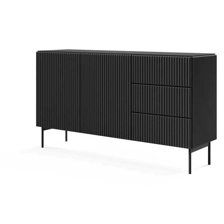 Bufet, Furnlux, Muti, negru, lemn prelucrat, 147x81x40 cm