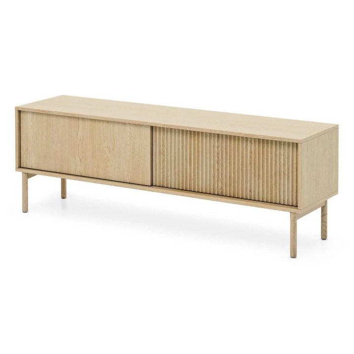 Comoda TV, Furnlux, Tavo, crem deschis, lemn prelucrat, 153x52x40 cm