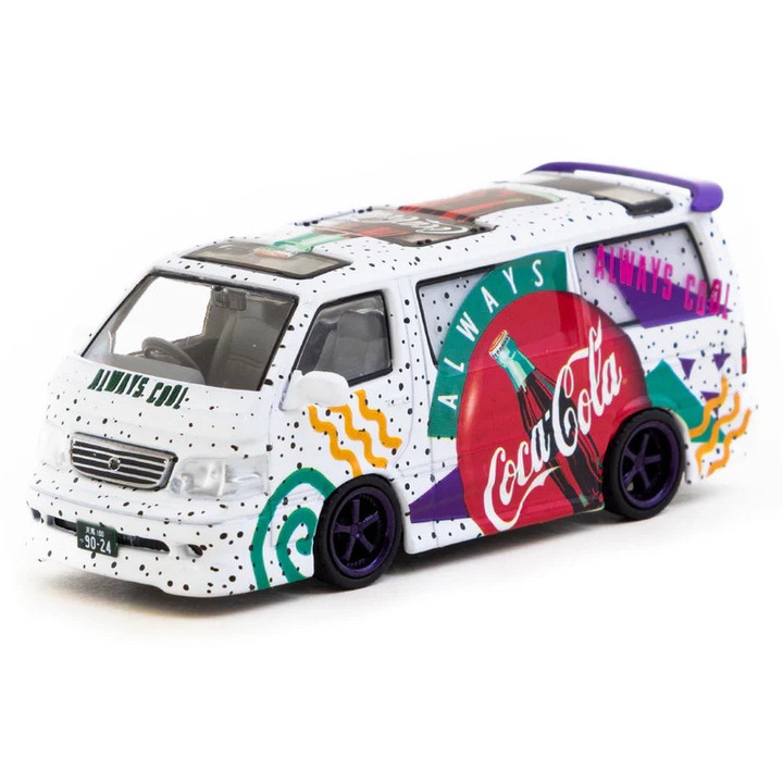Macheta Auto Tarmac Works 1/64 Toyota Hiace Wagon Custom Coca-Cola Szállítóautó