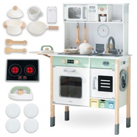 Bucatarie interactiva din lemn cu masina de spalat si masina de spalat vase, Mamabrum, 85x31x97,4cm, pentru copii