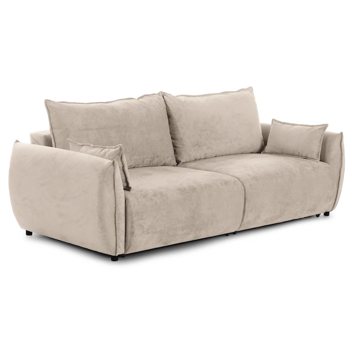 Canapea Extensibila 3 locuri OSAKA, Modulara cu 2 lazi depozitare, 238x110x90 cm, Bej - Havana