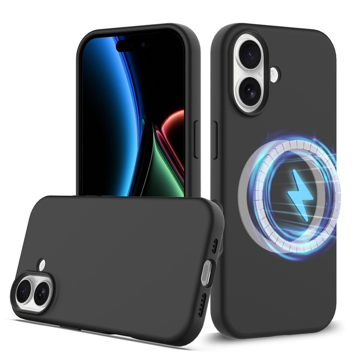 Husa pentru iPhone 17 MagSafe, MagCover Silicon Premium DaDen®, Protectie Camera, Antisoc, Negru